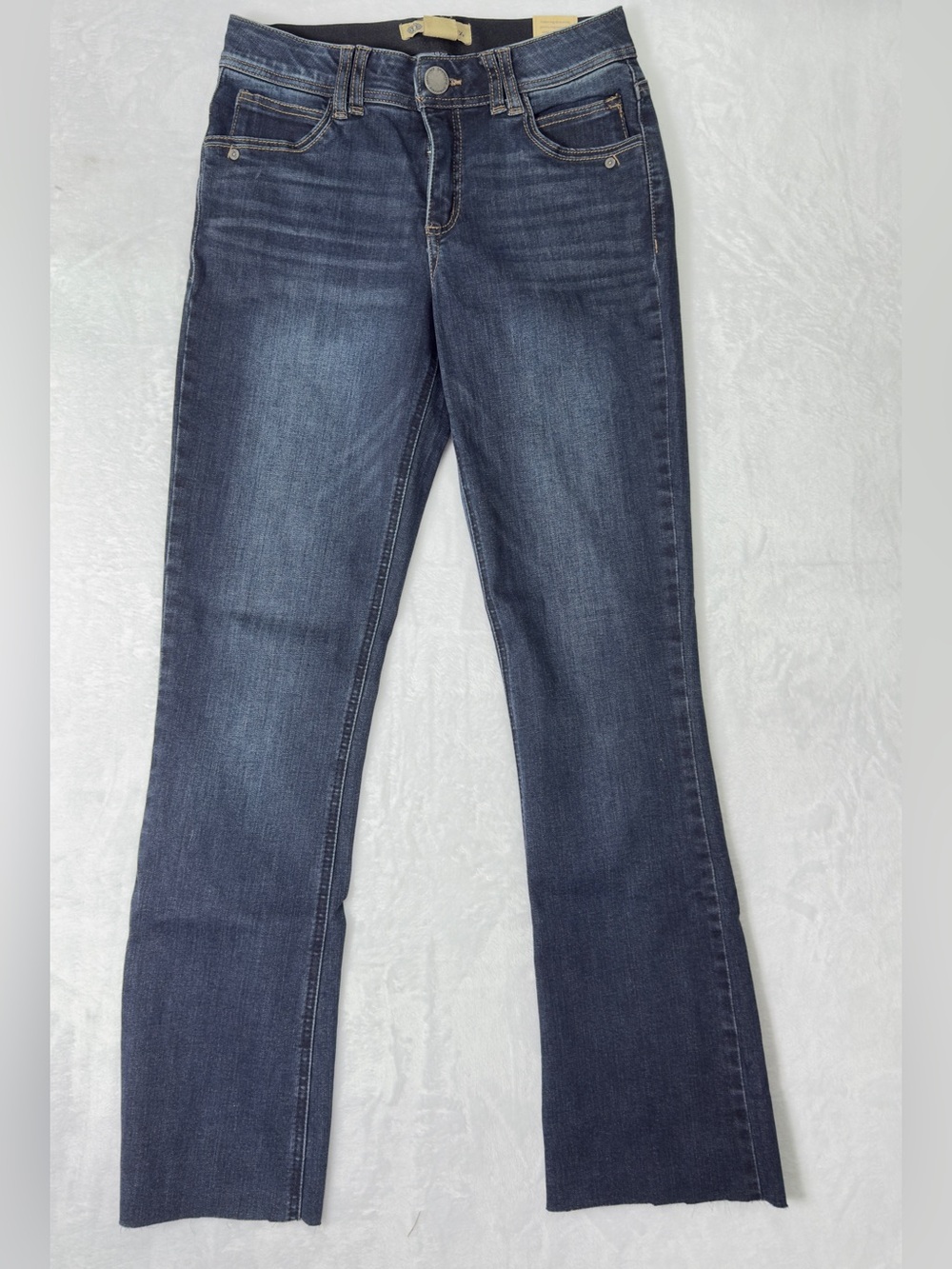 Democracy Women’s Size 4 Ab Solution Bootcut Jeans Dark Wash Raw Hem NWT